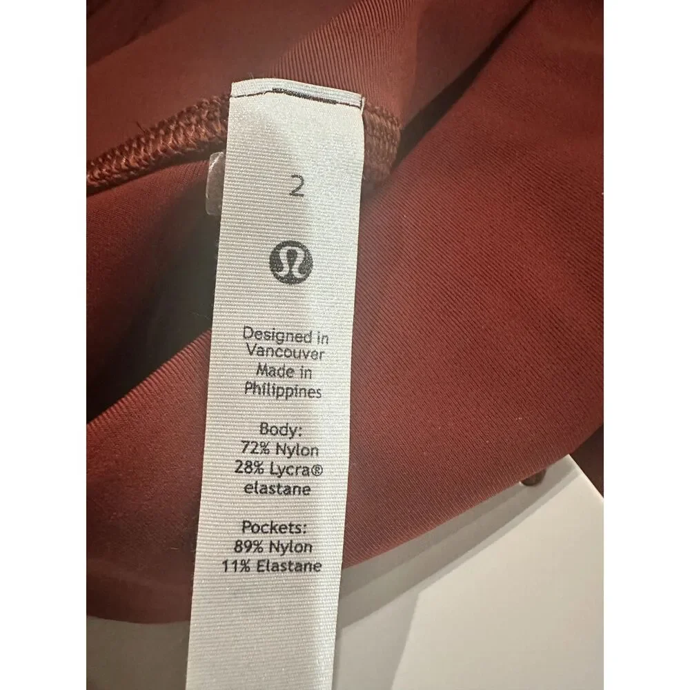 NWT Lululemon Power Thru HR Tight 25 Date Brown Training Leggings Sz 2